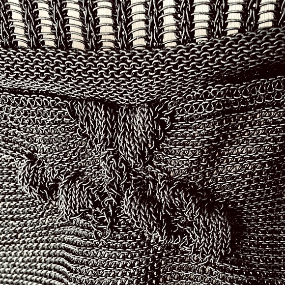 SHE’S SO incredible knit striped netted Jacket crossover style Cardigan black - Picture 10 of 14